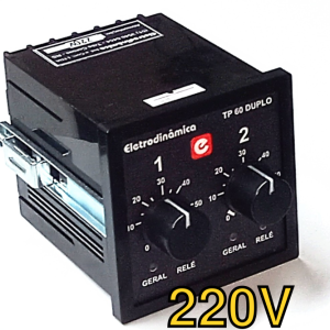 Temporizador analógico industrial Eletrodinâmica TP60 75 duplo 220Vca